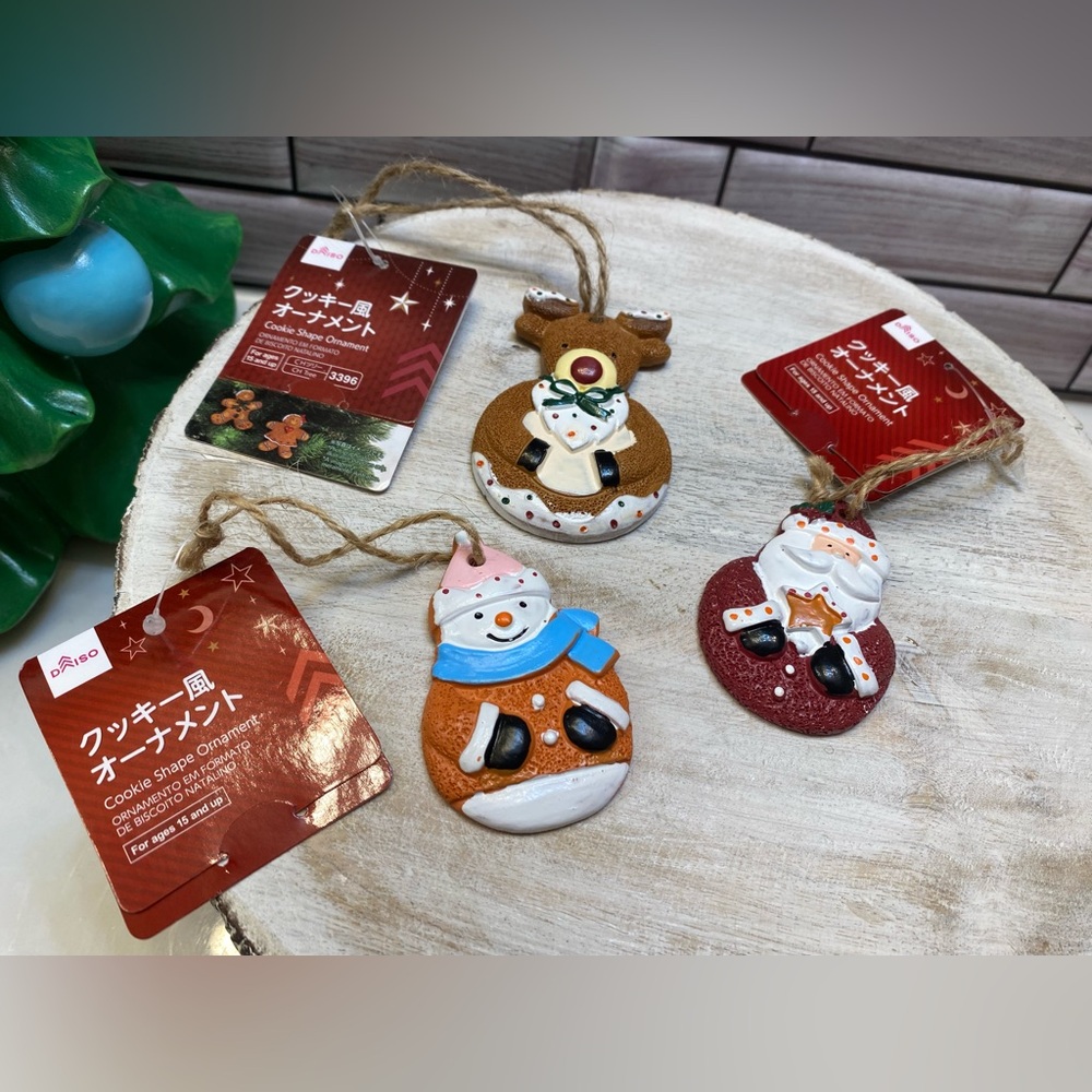 Daiso ❤️Christmas Cookie Shape Ornament Set of 3 NWT